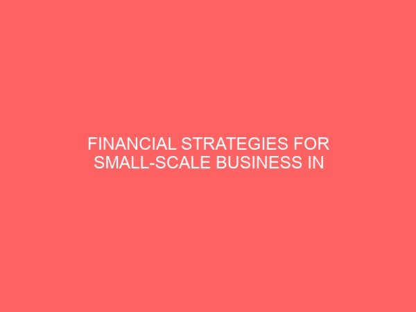 financial strategies for small scale business in nigeria problems and prospects 18298