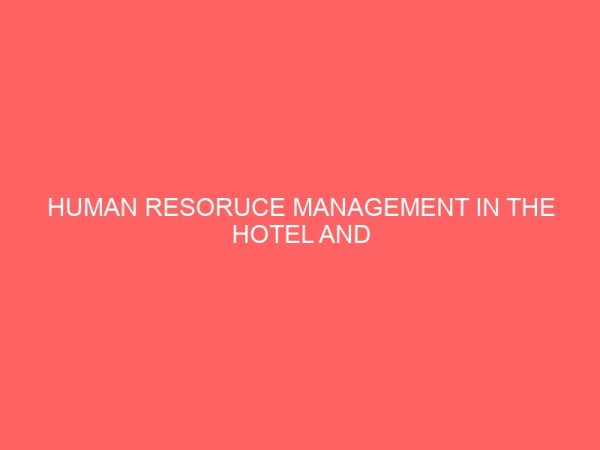 human resoruce management in the hotel and catering industry 27500