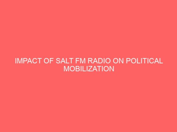 impact of salt fm radio on political mobilization of the people of ezza north l g a of ebonyi state 32941