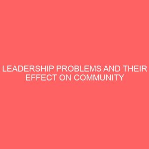 leadership problems and their effect on community development in nigeria a study of bida local government niger state 39253