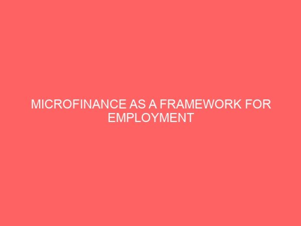 microfinance as a framework for employment generation 18605
