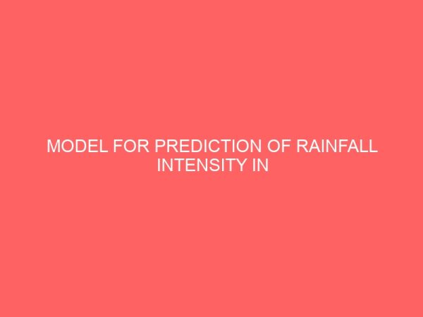 model for prediction of rainfall intensity in lagos 21887