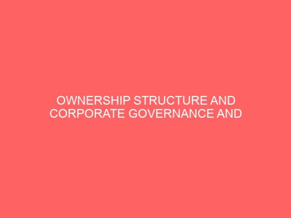 ownership structure and corporate governance and its effects on performance 27970