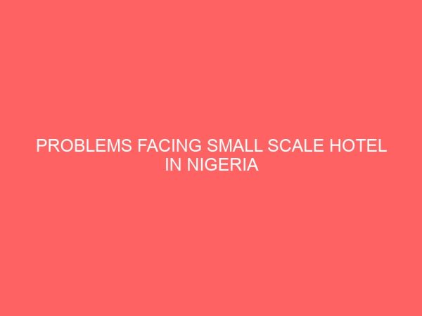problems facing small scale hotel in nigeria 31356