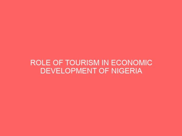 role of tourism in economic development of nigeria 31498