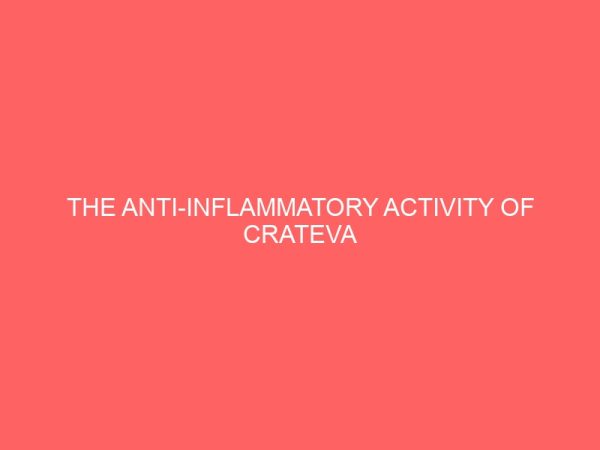 the anti inflammatory activity of crateva adansonii dichloromethane fraction 27237