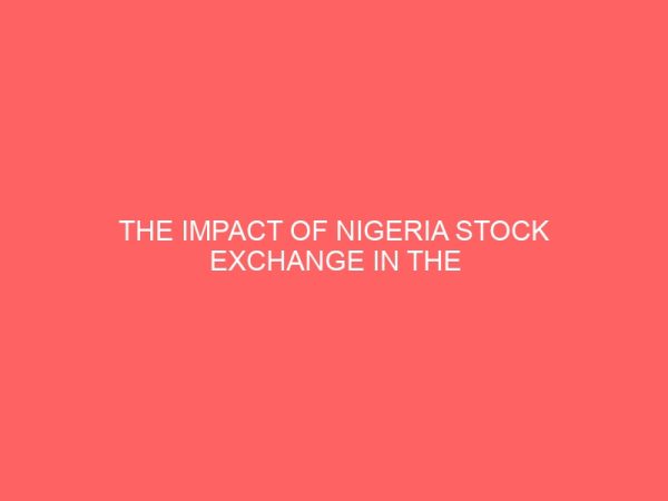 the impact of nigeria stock exchange in the economic development of nigeria 18591
