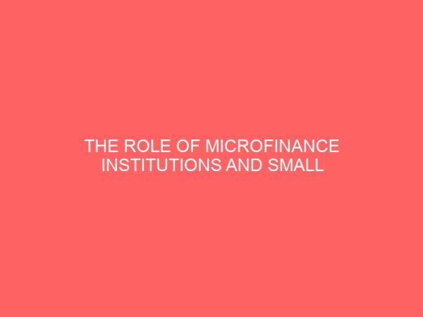 the role of microfinance institutions and small scale business performance in nigeria 17822