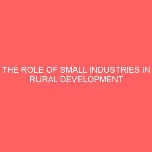the role of small industries in rural development a case study of enugu north local government area 18593