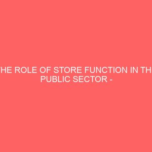 the role of store function in the public sector case study of ministry of finance owerri 106601