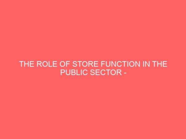 the role of store function in the public sector case study of ministry of finance owerri 106601