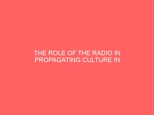the role of the radio in propagating culture in nigeria 33052
