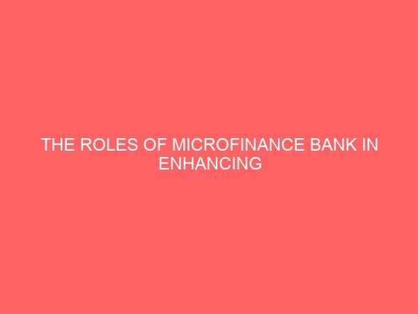 the roles of microfinance bank in enhancing economic growth in nigeria 13156